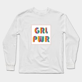 Girl Power Statement in Rainbow Colors with tiny Flowers Long Sleeve T-Shirt